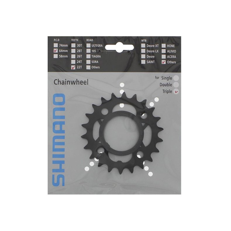 Shimano Klinge 22T FC-M391/430 64mm Sort 9 Speed