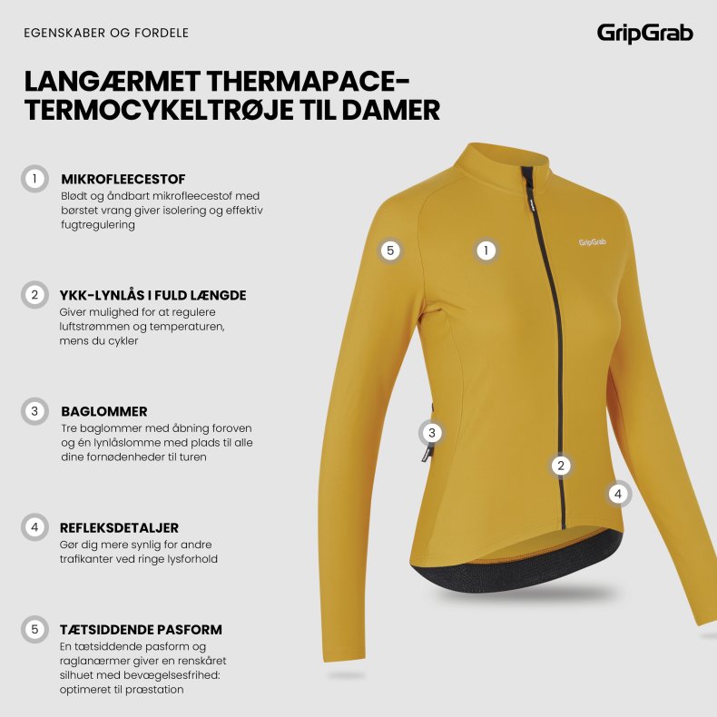 GripGrab Lang&aelig;rmet PACR-termocykeltr&oslash;je til damer