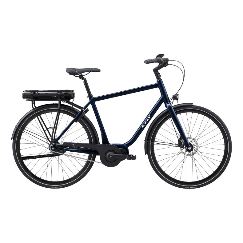 E-Fly Via Neo Bafang Max 250W centermotor Metallisk Bl&aring; Skinnende 56cm