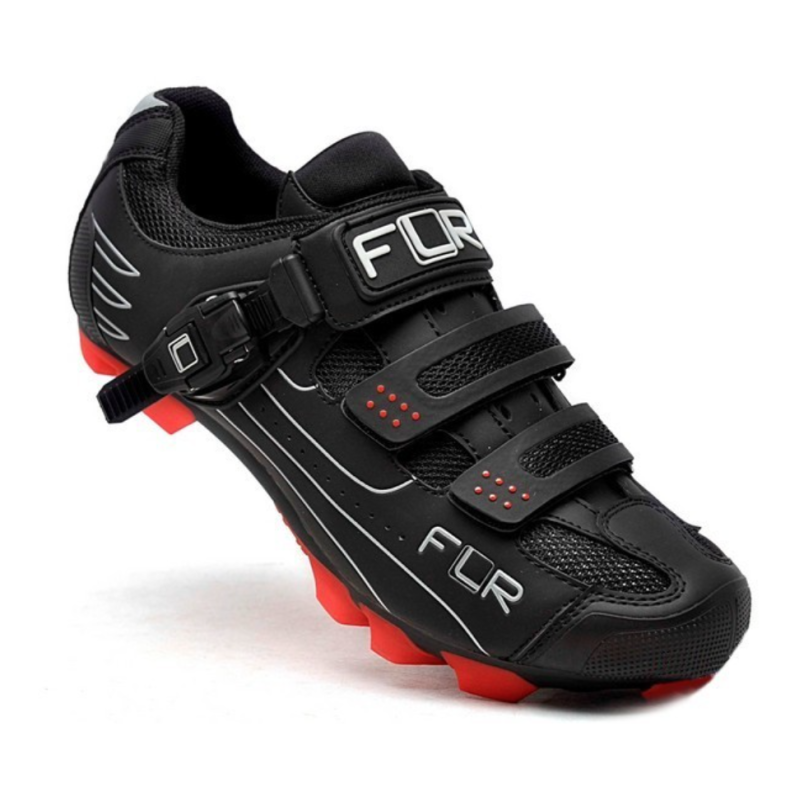 FLR Cykelsko F-65 Klik & Velcro Mat Sort / R&oslash;d str. 41