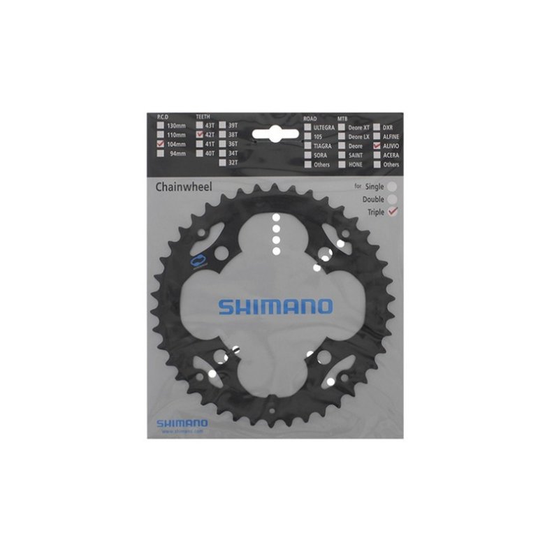 Shimano Klinge 42T 8 gear FC-M410 BCD104 Sort