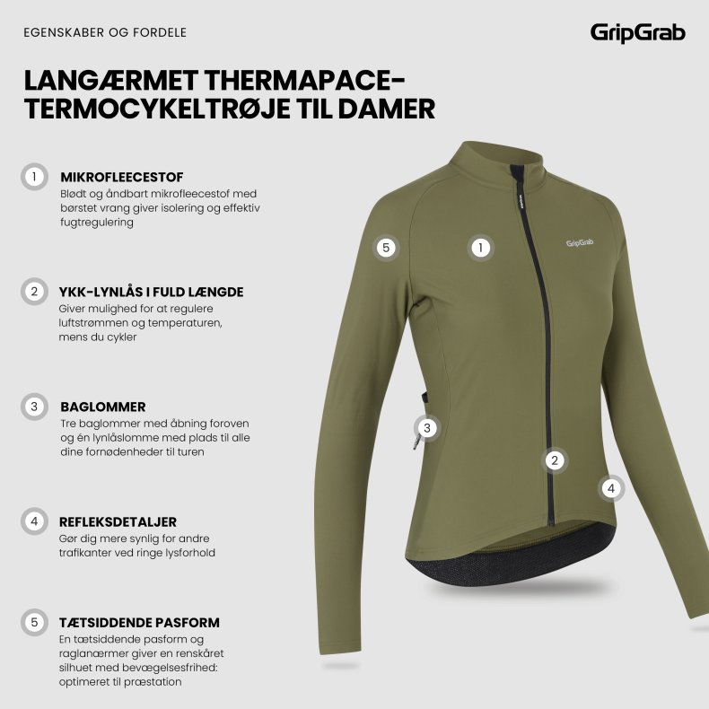 GripGrab Lang&aelig;rmet PACR-termocykeltr&oslash;je til damer