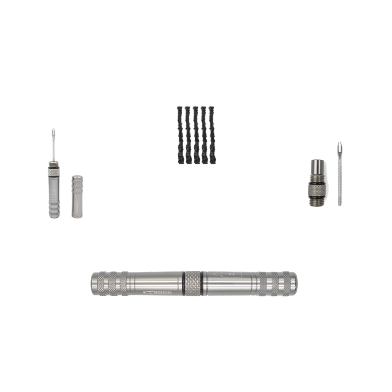 Bike Attitude Tubeless Reparationss&aelig;t med n&aring;l, fil, plugs og CO2